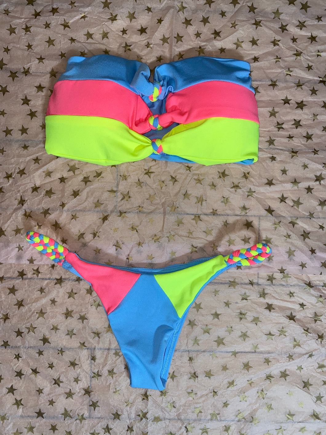 Two piece tri color Bikini swimsuit